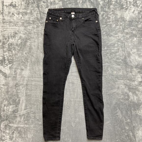True Religion Skinny Jeans Women’s Size 31 Black Denim *Stretch Marks* - Picture 1 of 12